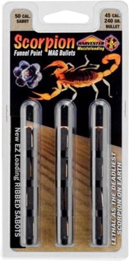 Picture of Harvester Muzzleloading Scorpion PT Gold Premium Polymer Tip Muzzleloader Bullets 50 Cal. Sabot 240 gr .451" Polymer Tip 12/pk H14024