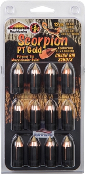 Picture of Harvester Muzzleloading Scorpion PT Gold Premium Polymer Tip Muzzleloader Bullets 50 Cal. Sabot 300 gr .451" Polymer Tip Bullet 12/pk H14030