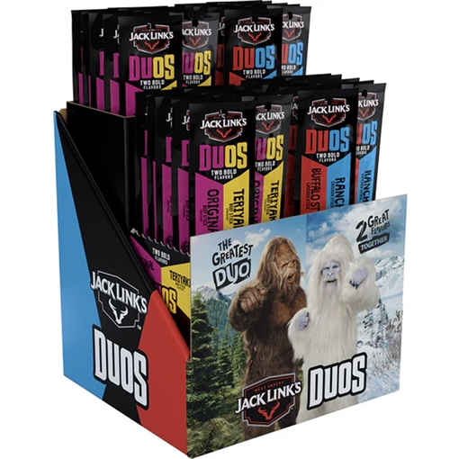 Picture of Jack Links Jack Links 1.84 Oz Duos Sticks Counter Display 40ct Beef Orig/Teriyaki & Chicken Buffalo/Ranch 10000043544
