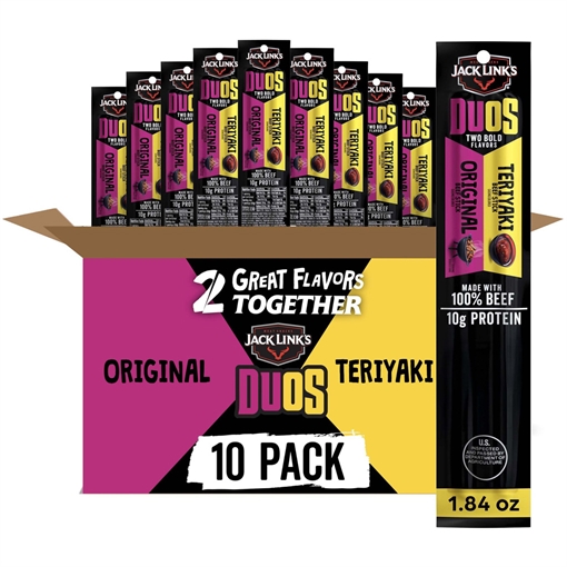 Picture of Jack Links Jack Links Duo Beef Sticks Original/Terriyaki 30ct (10 per case/3 cases) 10000043303