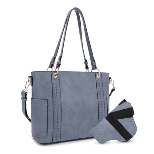 Picture of JESSIE & JAMES AUSTIN CONCEALED CARRY LOCK AND KEY TOTE BAG 10.75 H X 13 W X 5 D ( BLUE ) DMC31312BL