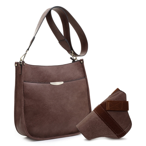 Picture of JESSIE & JAMES AVA CONCEALED CARRY LOCK AND KEY CROSSBODY HANDBAG 11 H X 11.5 W X 2.75 D ( BROWN ) DMC31216LKBR
