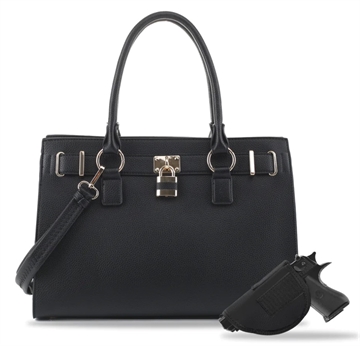 Picture of JESSIE & JAMES DINA CONCEALED CARRY LOCK AND KEY SATCHEL 10 H X 15 W X 6 D ( BLACK ) AMC23303L BK