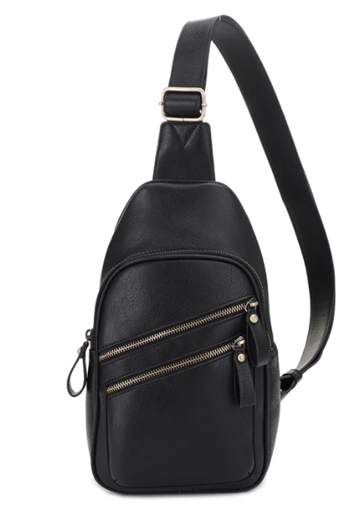 Picture of JESSIE & JAMES JEANNIE CONCEALED CARRY 2 POCKET SLING BAG 12.5 H X 7.5 W X 3.5 D ( BLACK ) SMC60198BK