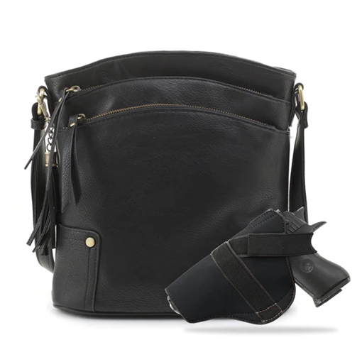 Picture of JESSIE & JAMES ROBIN CONCEALED CARRY LOCK AND KEY CROSSBODY HANDBAG 11 H X 10.25 W X 3 D ( BLACK ) DAC7044L BK
