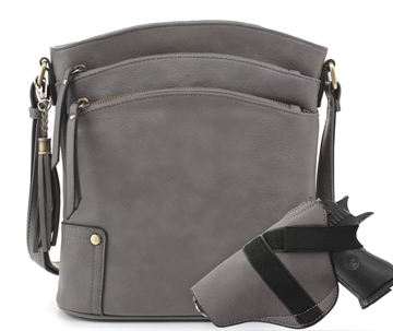 Picture of JESSIE & JAMES ROBIN CONCEALED CARRY LOCK AND KEY CROSSBODY HANDBAG 11 H X 10.25 W X 3 D ( GREY ) DAC7044L GY