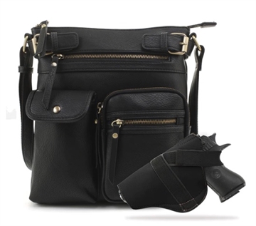 Picture of JESSIE & JAMES SHELBY CONCEALED CARRY LOCK AND KEY CROSSBODY HANDBAG 11 H X 9.5 W X 1.5 D ( BLACK ) DAC7048L BK