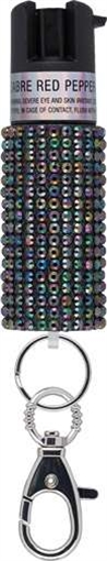 Picture of JEWELED PEPPER SPRAY W/ KEY RING, BLACK KR-J-BK-02