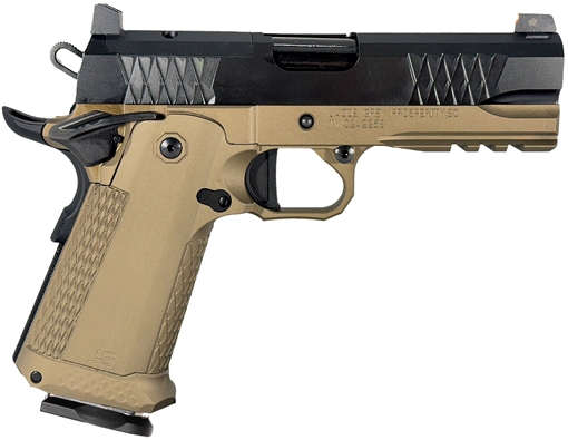 Picture of JACOB GREY FIREARMS TWC9 9mm Luger 17+1 4.25" Black Bull Barrel, Black Optic Ready/Serrated Steel Slide, Battle Brown Aluminum Frame w/Beavertail & Picatinny Rail TWC9EBB
