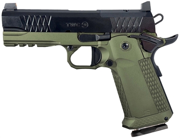 Picture of JACOB GREY FIREARMS TWC9 9mm Luger 17+1 4.25" Black Bull Barrel, Black Optic Ready/Serrated Steel Slide, Duty Green Aluminum Frame w/Beavertail & Picatinny Rail TWC9EDG