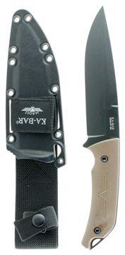 Picture of Ka-Bar Jarosz Turok 6.25" Fixed Clip Point Plain Black 1095 Cro-Van Blade, Brown Ultramid Handle, Includes Sheath 7503