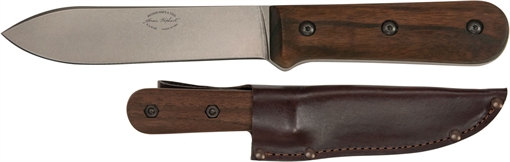 Picture of Ka-Bar Becker Kephart 5.13" Fixed Drop Point Plain Satin Stonewashed 1095 Cro-Van Blade, Walnut Handle, Includes Sheath BK62