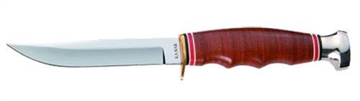 Picture of Ka-Bar Hunter 4" Fixed Clip Point Plain Polished 5Cr15MoV SS Blade, Stacked Leather w/Finger Grooves Leather Handle, Includes Sheath 1232