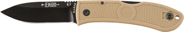 Picture of KA-BAR Knives Dozier, Hunter, Folding Knife, 3" Blade Length, 7.25" Overall Length, Plain Edge, AUS 8A Steel, Matte Finish, Black, Coyote Brown Zytel Handle, Dual Thumb Stud/Pocket Clip 4062CB