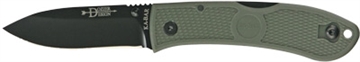 Picture of KA-BAR Knives Dozier, Hunter, Folding Knife, 3" Blade Length, 7.25" Overall Length, Plain Edge, AUS 8A Steel, Matte Finish, Black, Foliage Green Zytel Handle, Dual Thumb Stud/Pocket Clip 4062FG