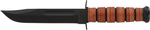 Picture of KA-BAR Knives KA-BAR, Army, Fixed Blade Knife, 7" Blade Length, 11.875" Overall Length, Clip Point, Plain Edge, 1095 Cro-Van/Black, Brown Leather, Leather Sheath 1220