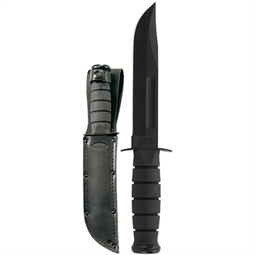 Picture of KA-BAR FIGHTING/UTILITY 7 IN DP BLADE KNIFE BLACK STRAIGHT EDGE W/ BLACK LEATHER SHEATH CLAM PACK 1211CP