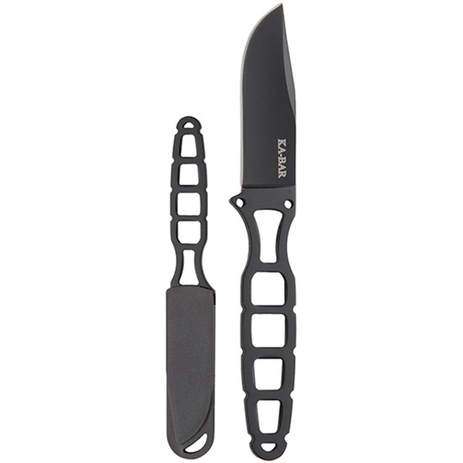 Picture of Ka-Bar Skeleton 2.50" Fixed Clip Point Plain Black 5Cr15MoV SS Blade, Black Skeletonized 5Cr15MoV SS Handle, Includes Sheath 1118BP