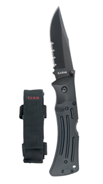 Picture of KA-BAR MULE 3.875 IN SERRATED FOLDER KNIFE CLIP POINT BLACK W POLY SHEATH 3051