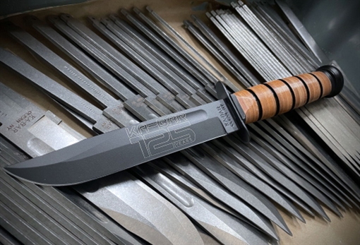 Picture of KA-BAR US ARMY 125TH ANNIVERSARY KNIFE 11.87 OAL 7 IN CLIP POINT BLADE W/ BROWN LEATHER SHEATH BOXED 9225