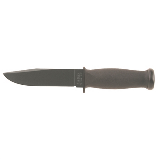 Picture of KA-BAR Knives Mark I, Fixed Blade Knife, 5.125" Blade Length, 9.188" Overall Length, 1095 Cro-Van Steel, Matte Finish, Black, Black Kraton Handle, Plain Edge, Includes Hard Plastic Sheath 2221