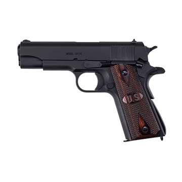 Picture of Auto-Ordnance 1911 A1 Commander 45 ACP 9+1 4.25" Matte Black Serrated Carbon Steel Slide Matte Black Matte Black Carbon Steel Checkered Wood w/Integrated US Logo Grips Right Hand 1911BKOCW