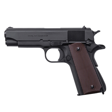 Picture of Auto-Ordnance 1911 A1 Commander 45 ACP 7+1 4.25" Matte Black Serrated Carbon Steel Slide Matte Black Matte Black Carbon Steel Brown Checkered Polymer Grips Right Hand 1911BKOC