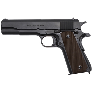 Picture of Auto-Ordnance 1911 A1 GI Spec 9mm Luger 9+1, 5" Stainless Steel Barrel, Matte Black Serrated Carbon Steel Slide & Frame w/Beavertail, Brown Checkered Polymer Grip 1911BKO9