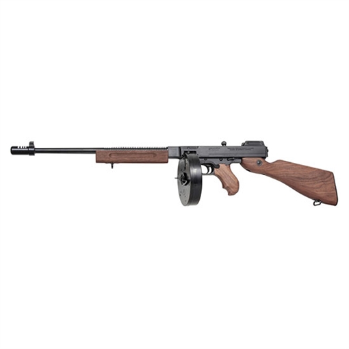 Picture of Thompson 1927A-1 Deluxe 45 ACP Caliber with 18" Barrel, 10+1 Capacity (Drum), Color Case Hardened Metal Finish, American Walnut Wood Stock Grip Right Hand T1DH