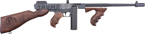 Picture of Auto Ordnance 1927A-1 Deluxe, Trump Saves America, Semi-automatic Rifle, 45 ACP, 16.5" Barrel, Cerakote Finish, Sniper Gray, Walnut Stock, President Trump Engravings, 1 (50 Round), 1 (25 Round) Magazine T1-14-50DC2