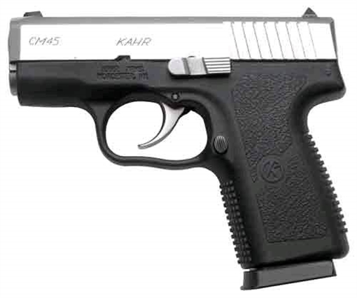 Picture of Kahr Arms CM45 45 ACP 5+1 3.30" Serrated Steel Barrel, Matte Stainless Serrated Steel Slide, Black Polymer Frame, Black Textured Polymer Grip, No Safety, Right Hand CM4543