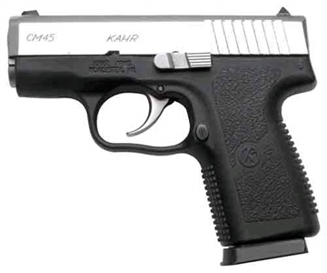 Picture of Kahr Arms CM45 45 ACP 5+1 3.30" Serrated Steel Barrel, Matte Stainless Serrated Steel Slide, Black Polymer Frame, Black Textured Polymer Grip, No Safety, Right Hand CM4543