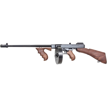 Picture of Thompson 1927A-1 Deluxe Carbine 45 ACP Caliber with 18" Barrel, 20+1 Capacity (Stick), 50+1 Capacity (Drum), Blued Metal Finish, American Walnut Removable Fixed Stock & Wood Grip Right Hand TIB50D