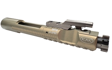 Picture of KAK Industry K-SPEC Enhanced Low Mass, Bolt Carrier Group, For AR-15, 556/300 Blackout, 7075 Aluminum, 9310 Bolt, NP3 Bolt and Cam, Satin Gold Carrier, Duel Ejector, Down Vent 425-0510-002