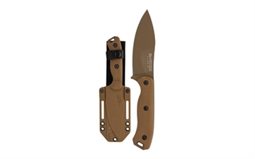 Picture of KA-BAR Knives Becker Nessmuk, Fixed Blade Knife, Nessmuk 4.312" Blade Length, 9.125" Overall Length, Plain Edge, 1095 Cro-Van Steel, Ultramid Handle, Coyote Brown, Includes Celcon Sheath BK19