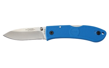 Picture of KA-BAR Knives Dozier, Folding Knife, 3" Blade Length, 7.25" Overall Length, AUS 8A Stainless Steel, Satin Finish, Silver, Blue Zytel Grip, Plain Edge, Thumb Stud/Reversible Pocket Clip 4062BL