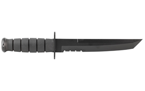 Picture of KA-BAR Knives KA-BAR, Tanto, Fixed Blade Knife, 8" Blade Length, 12.813" Overall Length, Tanto Point, Combo Edge, 1095 Cro-Van Steel, Matte Finish, Black, Black Kraton G Handle, Glass Filled Nylon Sheath, Clamshell Packaging 1245CP