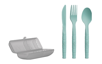 Picture of KA-BAR Knives Lunch Pal, Utensil Set, Spoon/Fork/Knife, Creamid Construction, Teal, Includes Frost Colored Carrying Case 9939