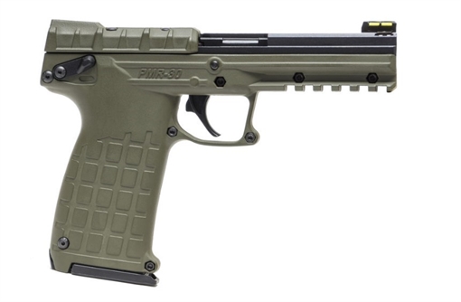 Picture of Kel-Tec PMR 30, Single Action, Hammer Fired, Semi-automatic, Polymer Frame Pistol, Full Size, .22 WMR, 4.3" Barrel, Matte Finish, Olive Drab Green, Fiber Optic Sights, 10 Rounds, 1 Magazine PMR30GRN10