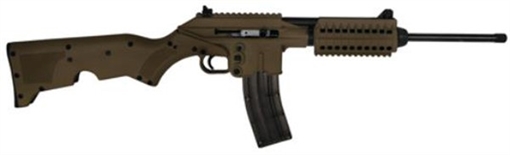 Picture of Kel-Tec SU22 Full Size 22 LR 26+1 16.10" Black Threaded Barrel, Tan Picatinny Rail Polymer Receiver, Tan Synthetic w/Storage Compartment Stock SU22CATAN