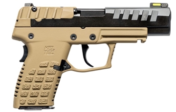 Picture of Kel-Tec P15, Striker Fired, Semi-automatic, Polymer Frame Pistol, Compact, 9MM, 4" Barrel, Matte Finish, Black, Tan Frame, Hi-Viz Fiber/Tritium Front Sight, 2 Magazines, 10 Round, California Compliant P15TANCA