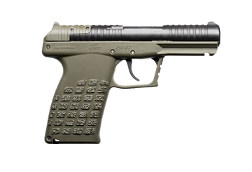 Picture of Kel-Tec PR57, Striker Fired, Semi-automatic, Polymer Frame Pistol, Compact, 5.7X28MM, 4.6" Barrel, Matte Finish, Green Frame, Black Slide, Optics Ready, 3 Dot Sights, 20 Rounds, (2) 10 Round Stripper Clips, Includes Optic Plate PR57GRN