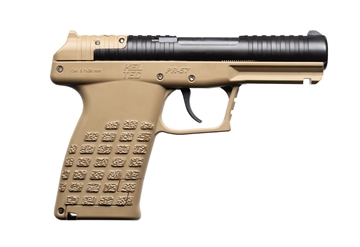 Picture of Kel-Tec PR57, Striker Fired, Semi-automatic, Polymer Frame Pistol, Compact, 5.7X28MM, 4.6" Barrel, Matte Finish, Tan Frame, Black Slide, Optics Ready, 3 Dot Sights, 20 Rounds, (2) 10 Round Stripper Clips, Includes Optic Plate PR57TAN