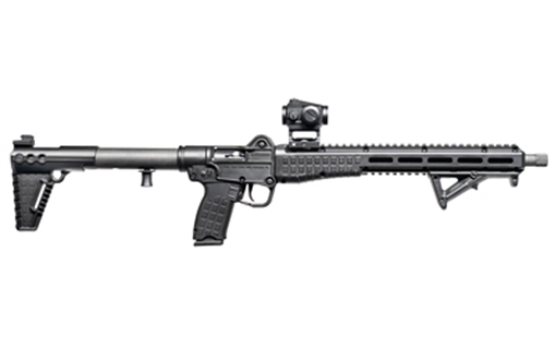 Picture of Kel-Tec Model Sub 2000 Defender, Gen 3, Semi-automatic Rifle, 10MM, 16.1" Threaded Barrel, Matte Finish, Black Furniture, Vortex Crossfire Red Dot, Magpul Angled Grip, 2 Magazine, 15 Rounds, For Glock 20 Magazines SUB2K10GLKBLKD