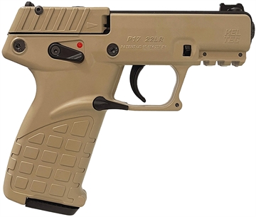 Picture of Kel-Tec P17 Compact Frame 22 LR 16+1 3.80" Black Steel Threaded Barrel, Desert Tan Serrated Slide Desert Tan Polymer Frame w/Picatinny Rail, Textured Grip Ambidextrous P17DS