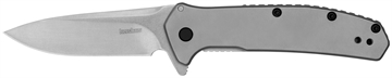 Picture of Kershaw Outcome 2.80" Folding Clip Point Plain Stonewashed 8Cr13MoV SS Blade/Bead Blasted Stainless Steel Handle Includes Pocket Clip 2044