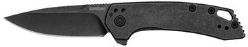Picture of Kershaw Radar 2.90" Folding Drop Point Plain Black Oxide Blackwash 8Cr13MoV SS Blade & Stainless Steel Handle Includes Pocket Clip 5560
