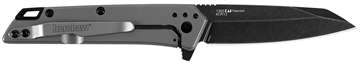 Picture of Kershaw Misdirect 2.90" Folding Reverse Tanto Plain Black Oxide Blackwash 4Cr14 Blade Gray Bead Blasted Stainless Steel Handle Clamshell Packaging 1365X