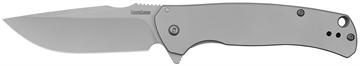 Picture of Kershaw SCOUR, Folding Knife, Flipper Assisted Opening, Plain Edge, 8Cr13Mov Steel, Matte Finish, Silver, Stainless Steel Handle, 3.3" Blade, 7.75" Overall Length, Includes Deep Carry Pocket Clip, Frame Lock 1416