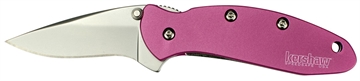 Picture of Kershaw Chive 1.90" Folding Drop Point Plain Bead Blasted 420HC SS Blade Pink Anodized Aluminum Handle Includes Pocket Clip 1600PINK